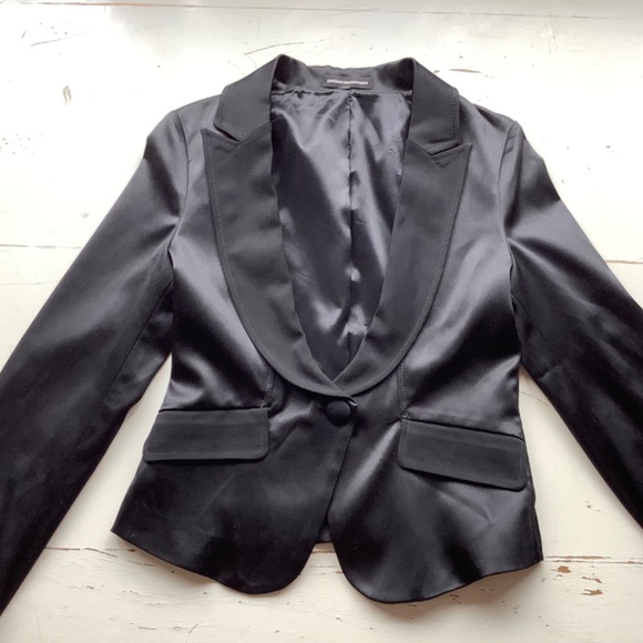 Express Design Studio Cropped Satin Tuxedo Jacket SZ 0 - Picture 4 of 11